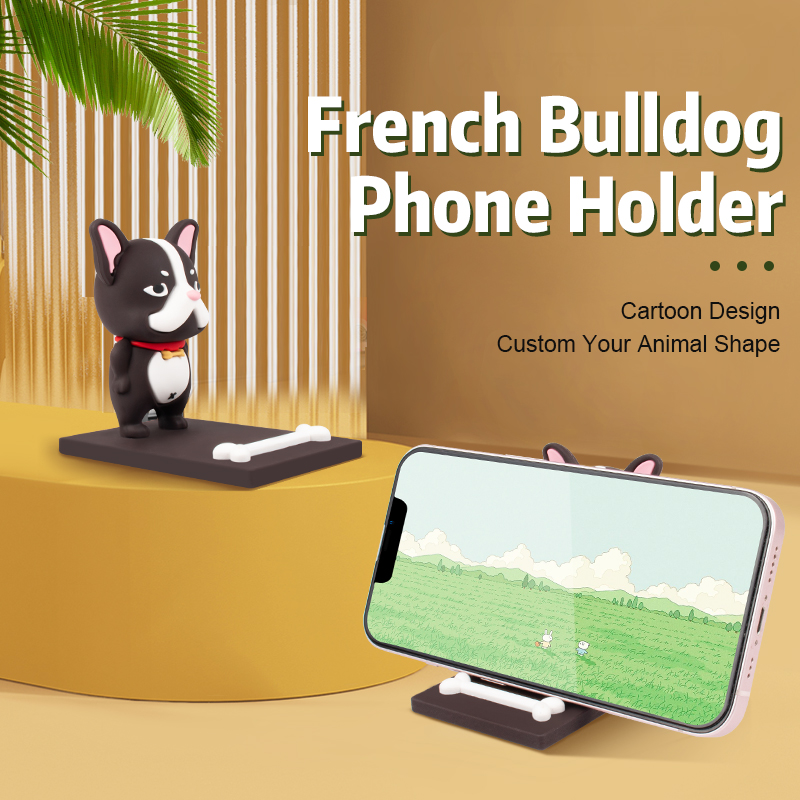 2024 Novelty New Custom LOGO Desktop Animal Cute Dog Cell Stands Bulldog Mobile Phone Holder 