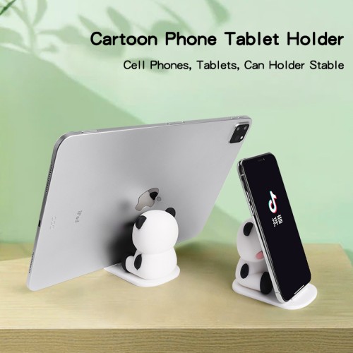 Custom Flexible Universal Pvc Desk Video Cartoon Animal Cute Panda Shaped Cell Stand Mobile Phone Holder