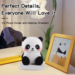 Custom Flexible Universal Pvc Desk Video Cartoon Animal Cute Panda Shaped Cell Stand Mobile Phone Holder 